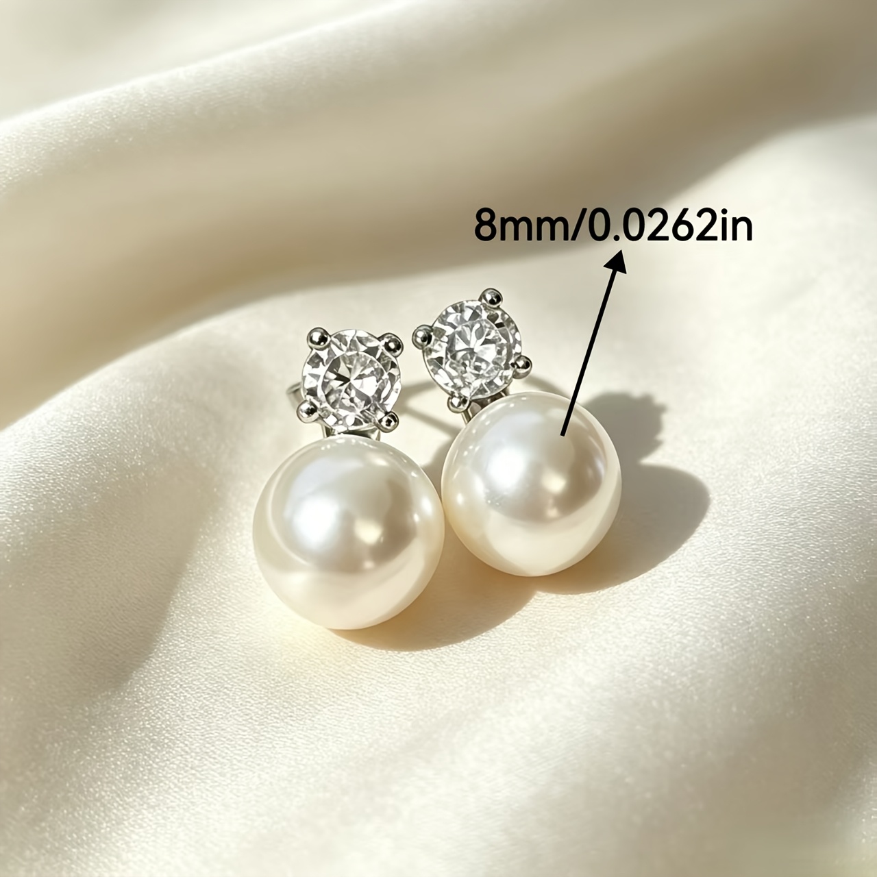8mm Minimalist White Stud Earrings for Women